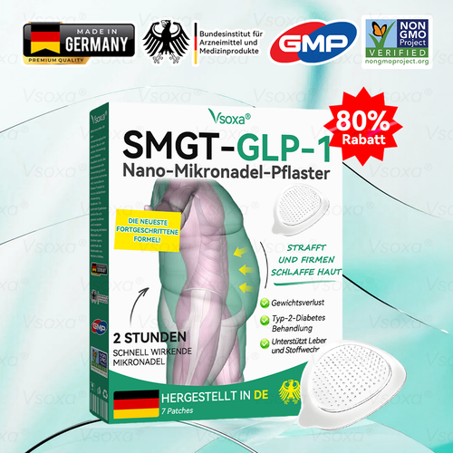 🔥 Letzter Slot verfügbar! ⚡ Jetzt 30 % Rabatt sichern – nur für kurze Zeit! Vsoxa® SMGT-GLP-1 Nano-Mikronadel-Pflaster (Keine Schmerzen, 24/7 Wirkung – verliere schnell bis zu 9 kg, strafft schlaffe Haut, 90 % weniger Heißhunger auf Zucker)